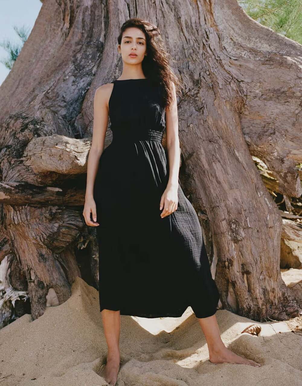 Aritzia Little Moon AirPlush Cotton Aries Dress in Black Size Small Open Back